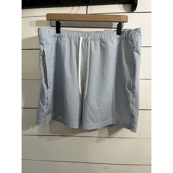 RHONE Blue and White Striped Swim Trunks - Picture 1 of 4